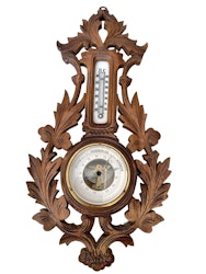 Barometer med termometer trä skuren dekor
