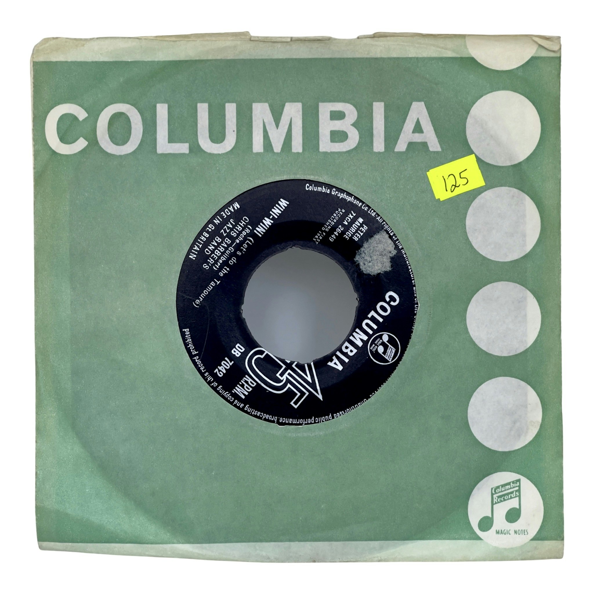 Chris Barbers Jazz Band Wini Wini Columbia Vinyl EP