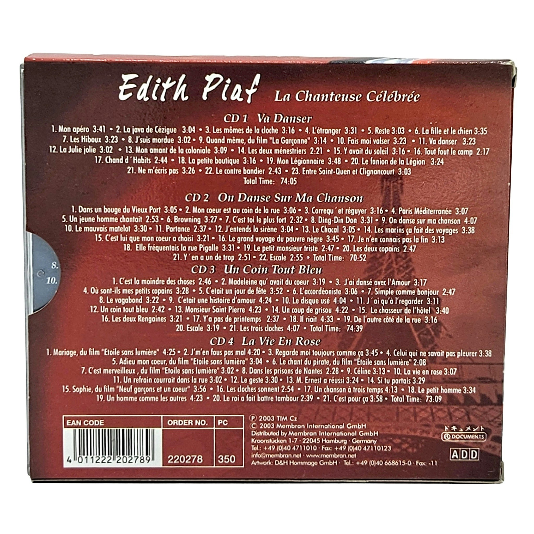 Edith piaf, La Chanteuse Célébrée, 4 CD Box