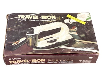 Vintage, Bärbara Mini fällbar strykjärn Travel Iron HL-822