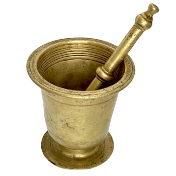 Iskulla varustettu laasti, messinki, 1700-luku