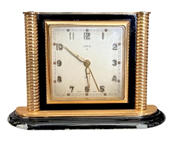 Antique Oris 8 day 15 jewels alarm clock, swiss made