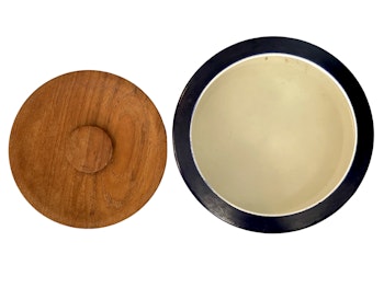 Vintage, skål med lock av trä, Jie Keramik
