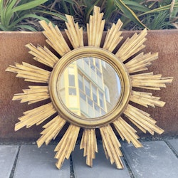 Solspegel med bronserat trä, retro