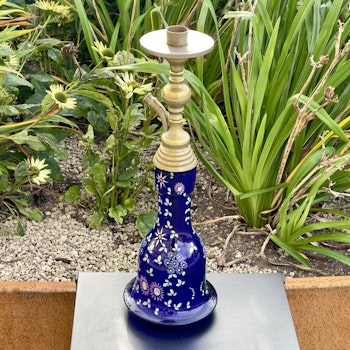 Bohemiskt bas koboltblått glas för ottomansk vattenpipa, 1800-talet
