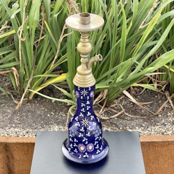 Bohemiskt bas koboltblått glas för ottomansk vattenpipa, 1800-talet