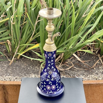 Bohemiskt bas koboltblått glas för ottomansk vattenpipa,