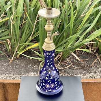 Bohemiskt bas koboltblått glas för ottomansk vattenpipa, 1800-talet