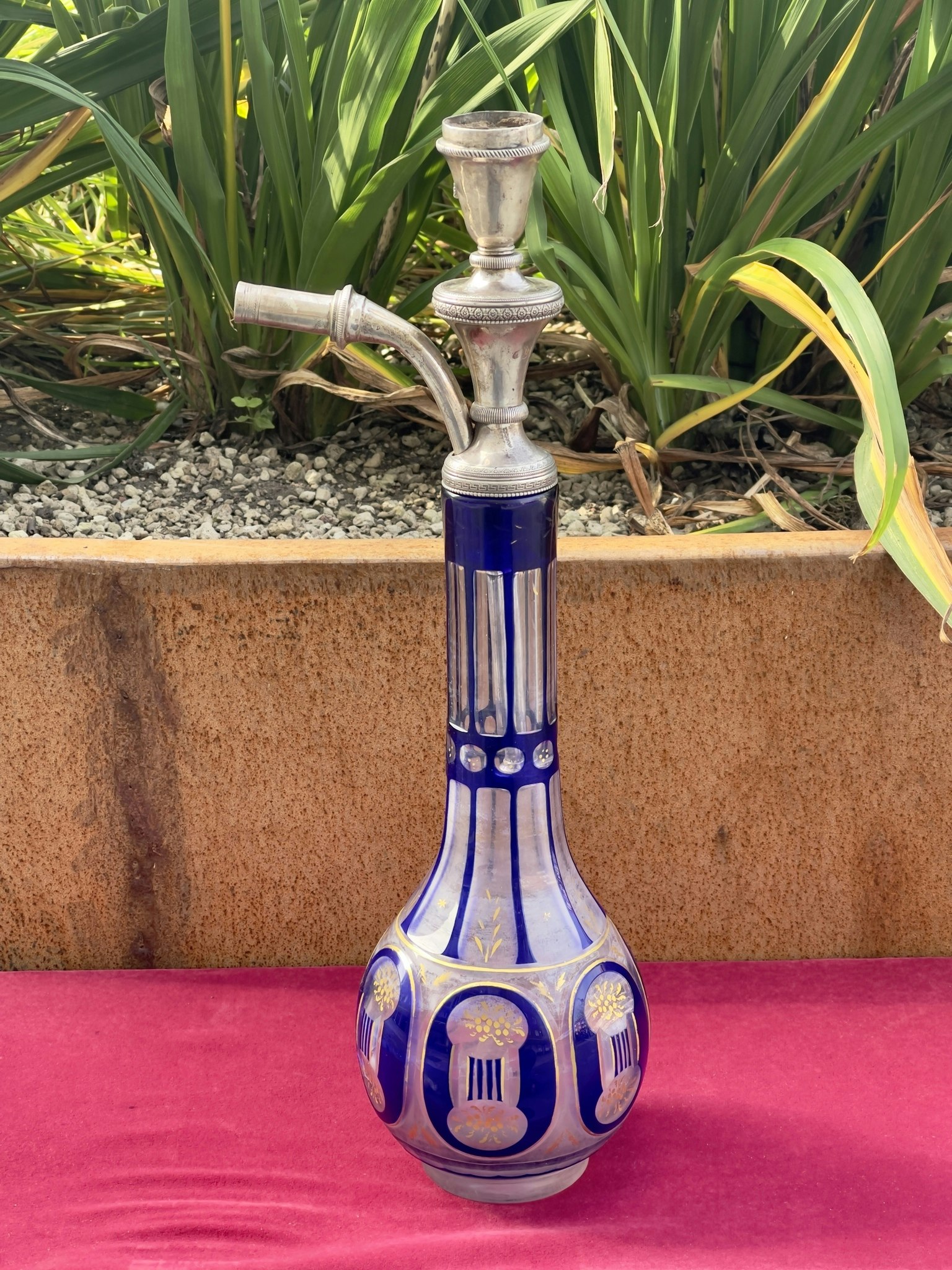 Cristal de Bohême pour chicha Ottoman en argent, vers 1820