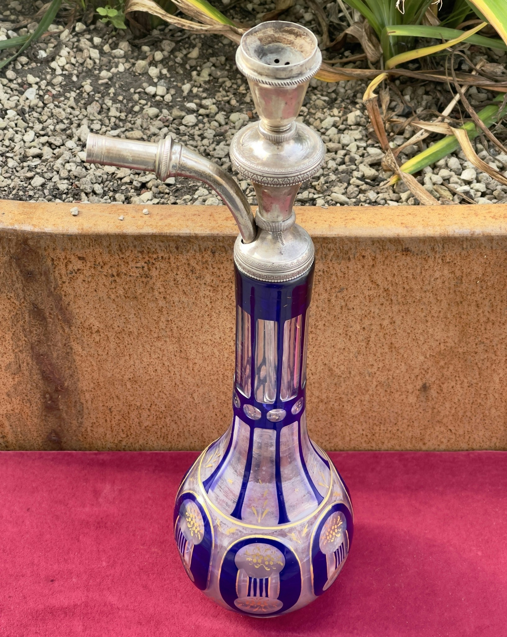 Cristal de Bohême pour chicha Ottoman en argent, vers 1820