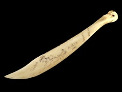 Brevkniv, renhorn. Signerad och daterad