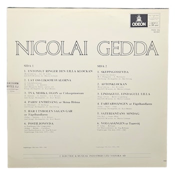 Nicolai Gedda, Monotoon luidt het belletje, vinyl LP