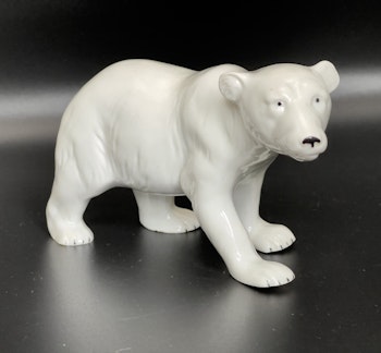 Polar bear figurine, porcelain, signed