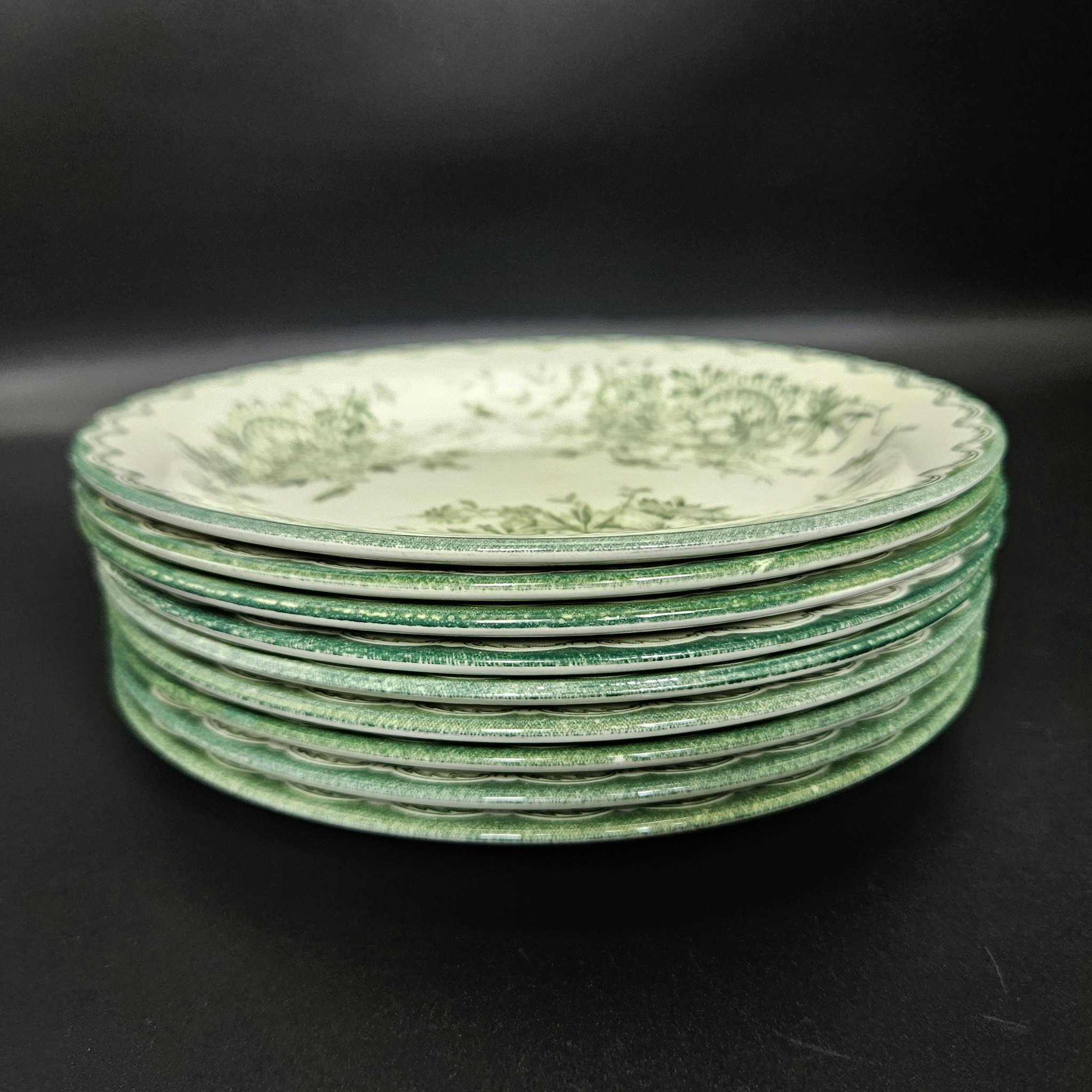 Rörstrand - Grön Anna - 9 st assietter - Tigris Antiques & Art