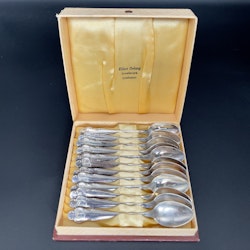 Kaffeskedar, 12 st, Silver i originalask, längd 10,5 cm
