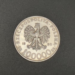 100 000 PLN 1980 90-Polska årsjubileum av solidaritet, silver