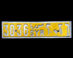 Sällsynt Syrisk registreringsskylt 3036