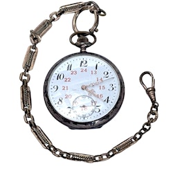 Antik fickur, silver, Swiss