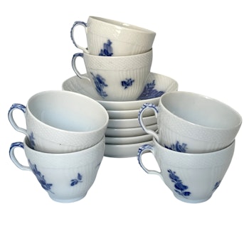 Royal Copenhagen 1st assortment, Blue flowers, 6 coffee cups 1549
