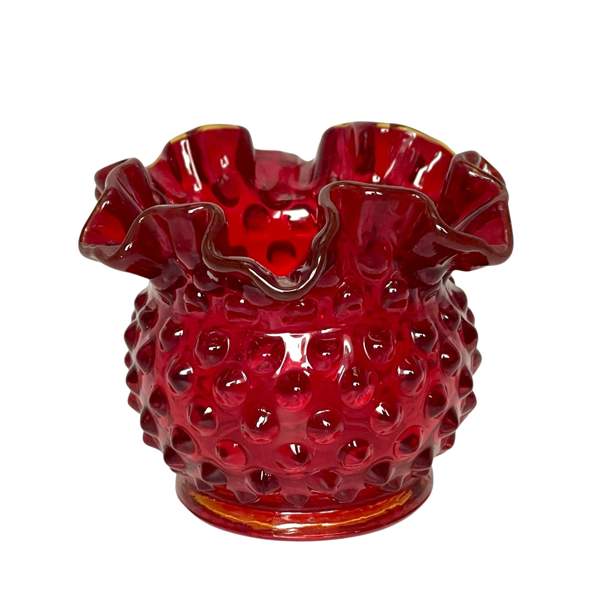 Vintage Fenton glass ruby red vase