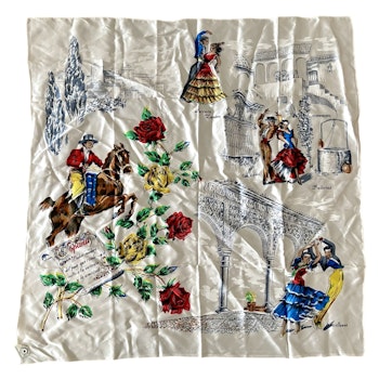 Vintage, Silke halsdukar sjal, Panolerias M. sanpons nr 6235