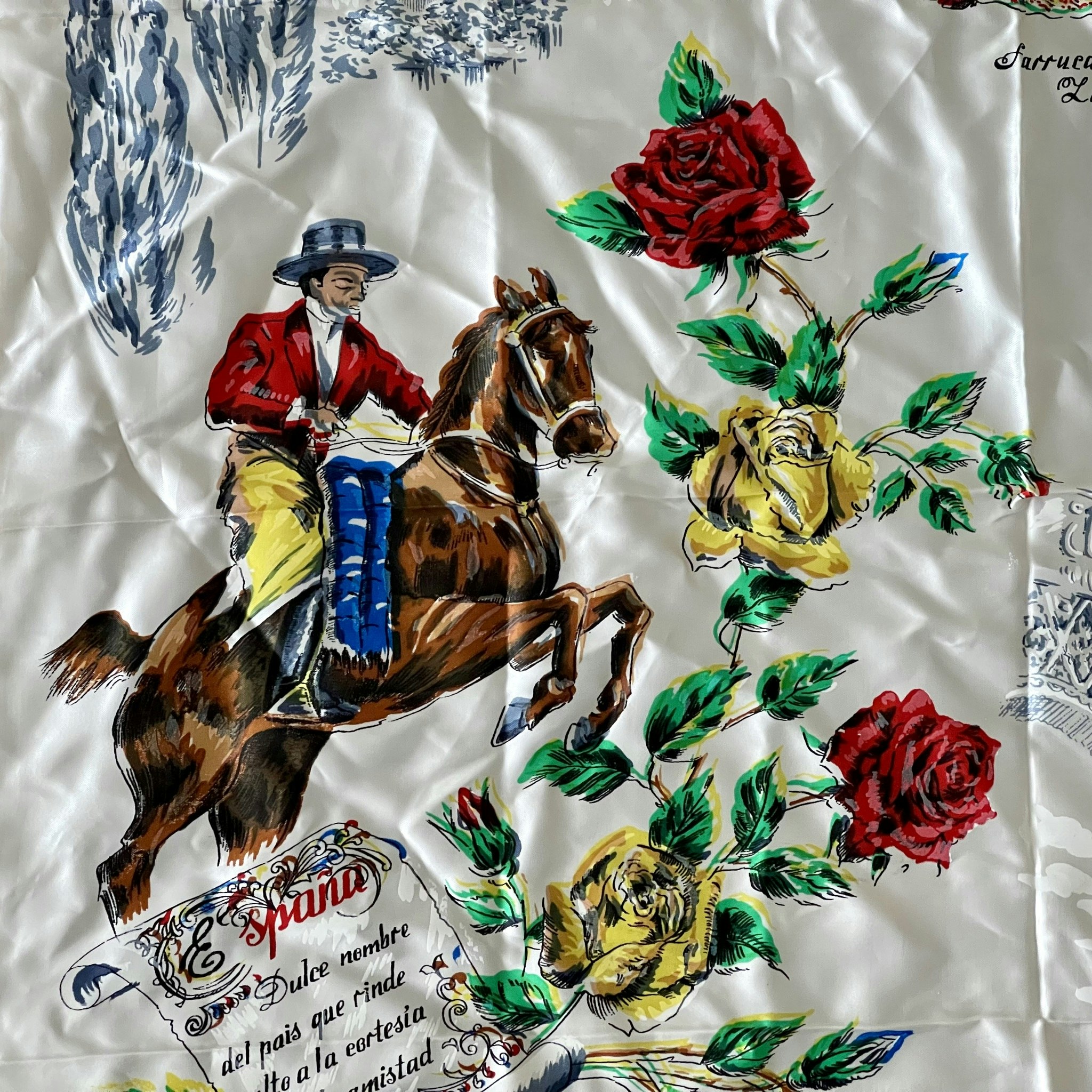 Vintage, Silke halsdukar sjal, Panolerias M. sanpons nr 6235