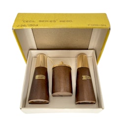 Vintage, 3 delar Cruet set, Cecil Series av trä