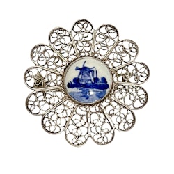 Vintage, Silver och Delft Brooch