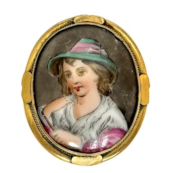 Broche antique peinte à la main