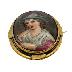 Broche antique peinte à la main