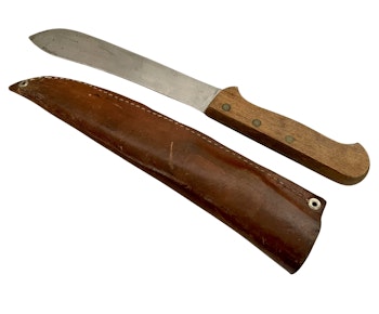 Vintage, Fiske kniv med läderfodral
