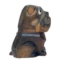 Carved wooden dog sculpture, Table lighter c 1930s