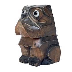 Carved wooden dog sculpture, Table lighter c 1930s
