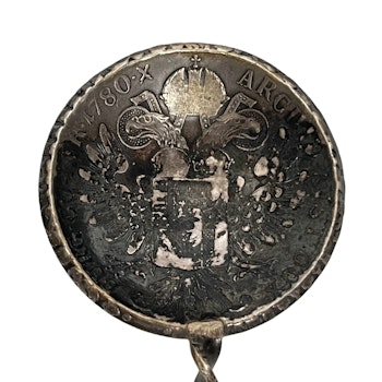 Antik silver sked Maria Theresia Taler 1780 silver, Österrike-Ungern.