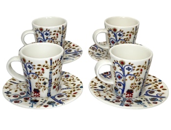 4 St Iittala Taika kaffe cappuccino kopp med fat, porslin