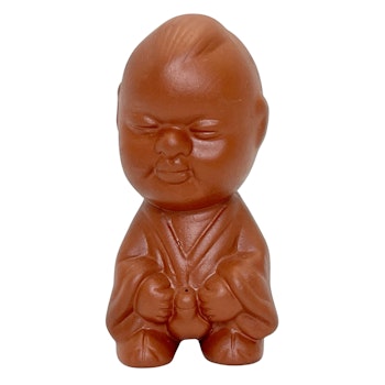 Mini figurine de chaman oriental, terre cuite, signée