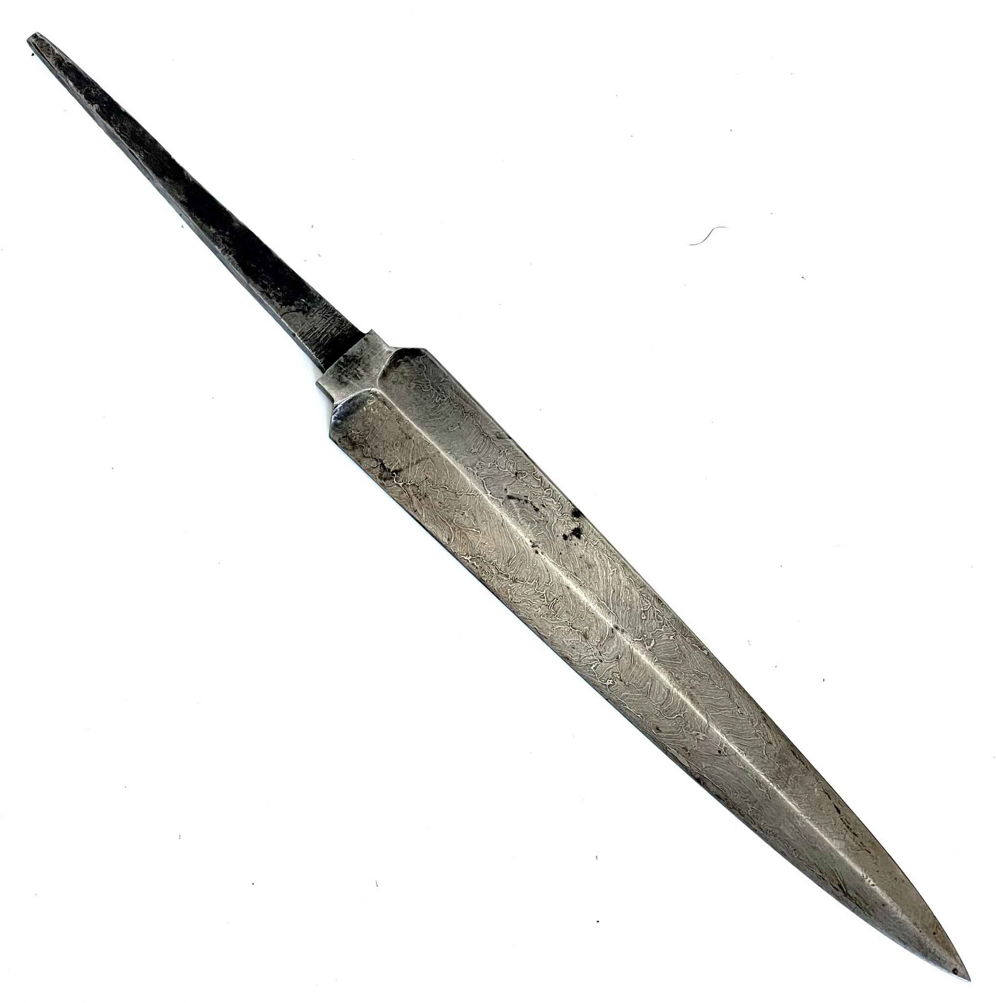 Lama di coltello antico, Impero Ottomano (1299-1922) in acciaio Damasco