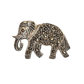 Elefant brosch, silver