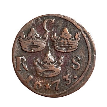 1/6 öre kopparmynt, 1673 Karl XI, Sverige