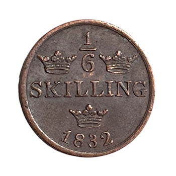 Karl XIV Johan 1/6 Skilling 1832