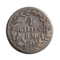 4 Skilling 1856 Moneda de plata, Dinamarca