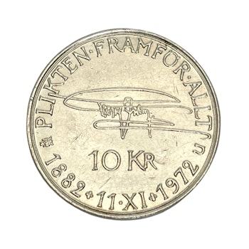 10 krona 1972 Jubileumsmynt Gustav VI Adolf Silver, Sverige