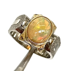 3,60 Karat, natürlicher Opal, Silberring mit Zertifikat