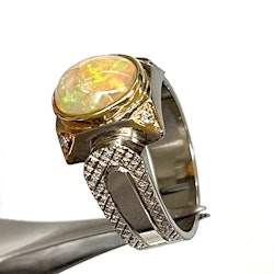 3,60 Karat, natürlicher Opal, Silberring mit Zertifikat