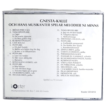 Gnesta Kalle Och Hans Musikanter Spelar Melodier Ni Minns, CD NY