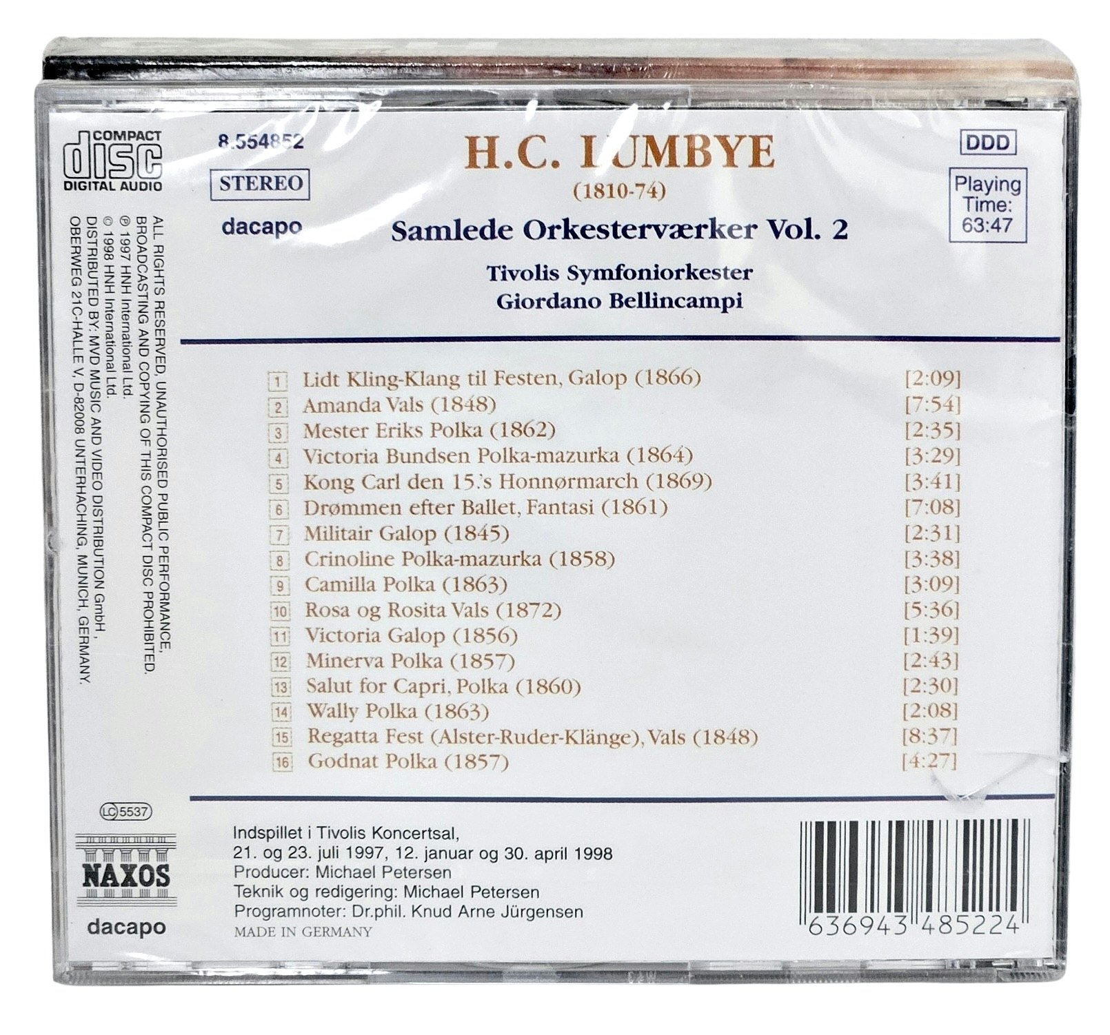 HC Lumbye, Samlede Orkesterværker Vol 2, CD NY