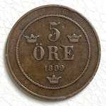5 ÖRE 1899 svensk mønt
