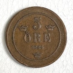 Szwedzka moneta 5 ÖRE 1884