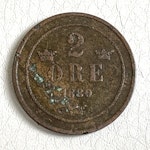 2 ÖRE 1880 Swedish Coin