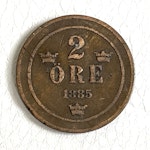 2 ÖRE Zweedse munt uit 1885